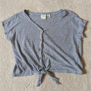 Rachel Zoe Striped Crop Tie T-shirt Size M